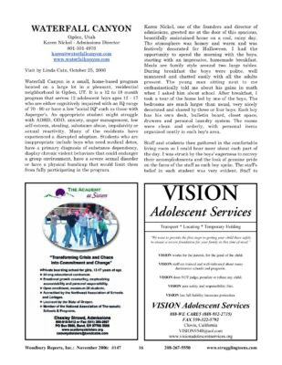 Woodbury Reports, November 2006 (#147), Pp. 16-18: Waterfall Canyon Academy