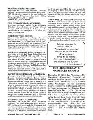 Woodbury Reports, December 2006 (#148), P. 31: New Horizons For Young Women