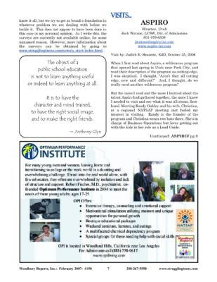 Woodbury Reports, February 2007 (#150), Pp. 7-10: Aspiro Wilderness Adventure Therapy