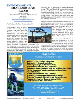 Woodbury Reports, February 2007 (#150), Pp. 24-27: Silverado Academy