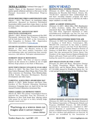 Woodbury Reports, April 2007 (#152), P. 28: Academy At Swift River