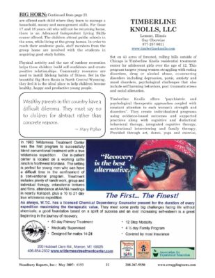 Woodbury Reports, May 2007 (#153), P. 22: Timberline Knolls RTC