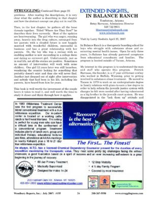 Woodbury Reports, July 2007 (#155), Pp. 24-27: In Balance Ranch Academy