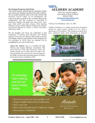 Woodbury Reports, August 2007 (#156), Pp. 9-12: Auldern Academy