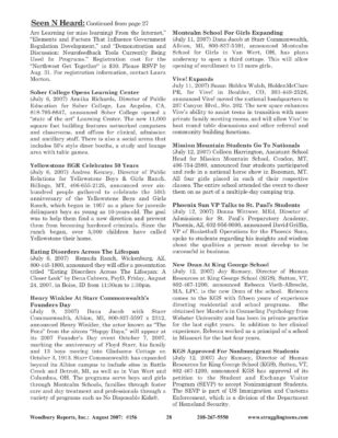 Woodbury Reports, August 2007 (#156), P. 28: Starr Commonwealth
