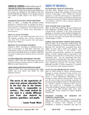 Woodbury Reports, September 2007 (#157), Pp. 28, 31: Aspen Education Group