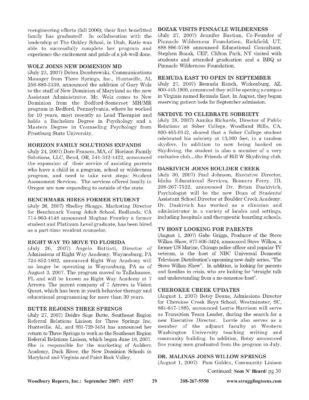 Woodbury Reports, September 2007 (#157), P. 29: Boulder Creek Academy