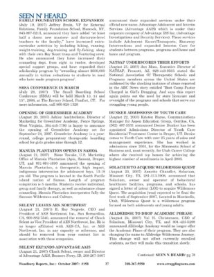 Woodbury Reports, October 2007 (#158), Pp. 27, 29, 30: Aspen Education Group