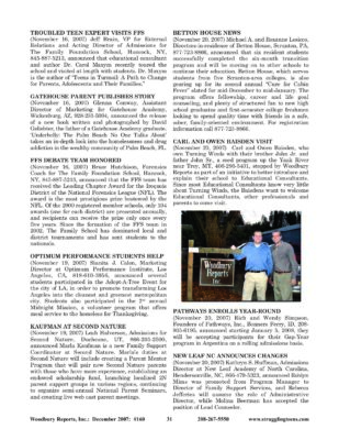 Woodbury Reports, December 2007 (#160), P. 31: Family Foundation School