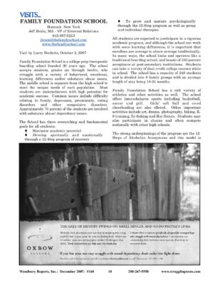 Woodbury Reports, December 2007 (#160), Pp. 10-12: Family Foundation School