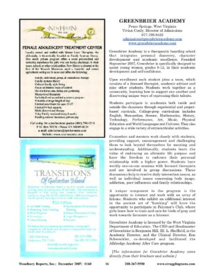 Woodbury Reports, December 2007 (#160), Pp. 16-19: Greenbrier Academy For Girls