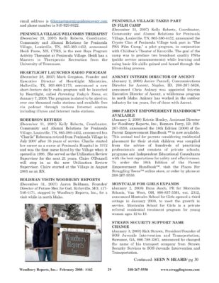 Woodbury Reports, February 2008 (#162), P. 29: Village Behavioral Health Treatment Center
