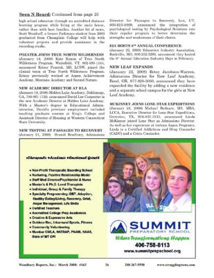 Woodbury Reports, March 2008 (#163), P. 26: Passages To Recovery