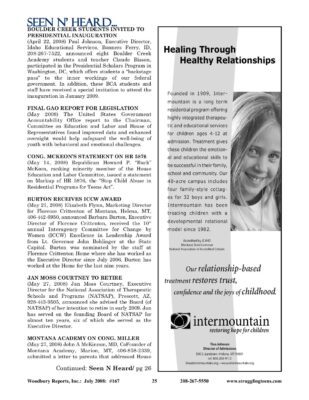 Woodbury Reports, July 2008 (#167), P. 25: Montana Academy