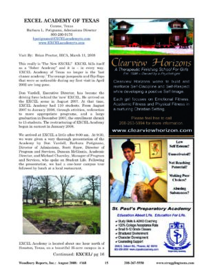Woodbury Reports, August 2008 (#168), Pp. 15-18: Excel Academy