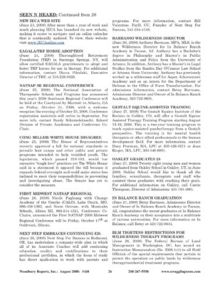 Woodbury Reports, August 2008 (#168), P. 26: In Balance Ranch Academy