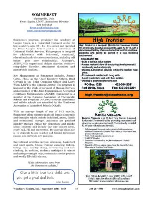 Woodbury Reports, September 2008 (#169), P. 15: Academy At Canyon Creek; Provo Canyon School; Universal Health Services (Uhs)