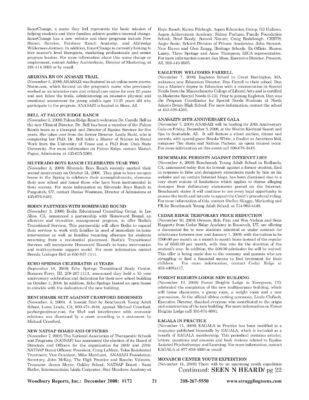 Woodbury Reports, December 2008 (#172), P. 21: Telos Academy; Anasazi Foundation; High Frontier Rtc; Rancho Valmora; Oakley School