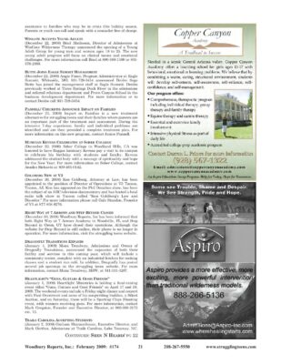 Woodbury Reports, February 2009 (#174), P. 21: Provo Canyon School; Eagle Summit; Three Springs Of Duck River