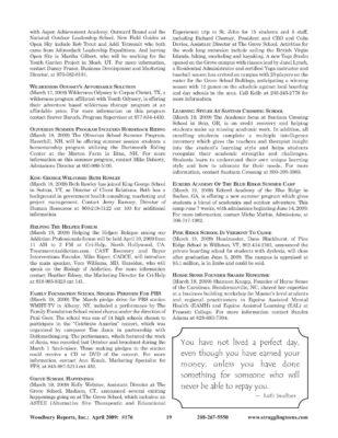 Woodbury Reports, April 2009 (#176), P. 19: Adirondack Leadership Expeditions; Aspen Achievement Academy; Open Sky Wilderness Therapy
