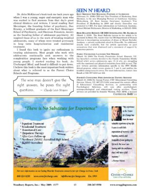 Woodbury Reports, May 2009 (#177), Pp. 13, 18, 19: Mount Bachelor Academy
