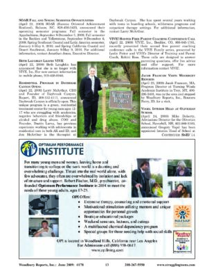 Woodbury Reports, June 2009 (#178), P. 13: Turning Winds Academic Institute