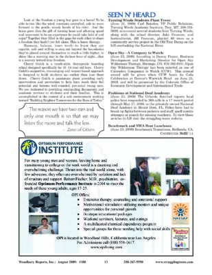 Woodbury Reports, August 2009 (#180), P. 13: Turning Winds Academic Institute