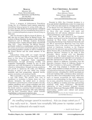 Woodbury Reports, September 2009 (#181), P. 17: Alldredge Wilderness Journey; Mount Bachelor Academy