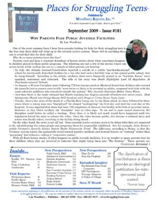 Woodbury Reports, September 2009 (#181), P. 1: Daniels Academy