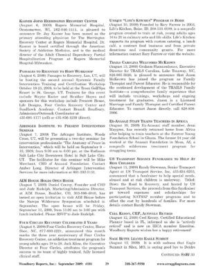 Woodbury Reports, September 2009 (#181), P. 29: Prescott House; Passages To Recovery; Four Circles Recovery Center; Sunhawk Academy