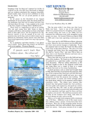 Woodbury Reports, September 2009 (#181), Pp. 8-9: Wilderness Quest