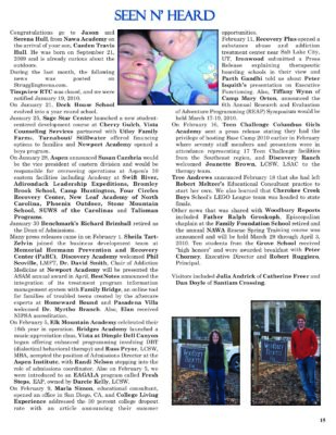 Woodbury Reports, March 2010, P. 15: Academy At Swift River; Adirondack Leadership Expeditions; Bromley Brook School; Camp Huntington; Four Circles Recovery Center; New Leaf Academy Of North Carolina; Phoenix Outdoor; Stone Mountain School; SUWS Of The Carolinas; Talisman Academy