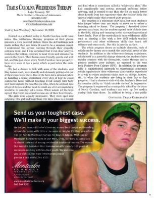 Woodbury Reports, March 2010, Pp. 7-8: Trails Carolina