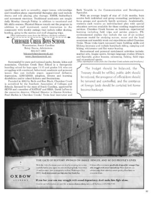 Woodbury Reports, August 2010, P. 11: Cherokee Creek Boys School