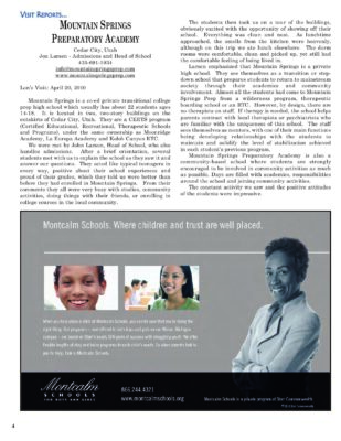 Woodbury Reports, September 2010, P. 4: Mountain Springs Preparatory Academy