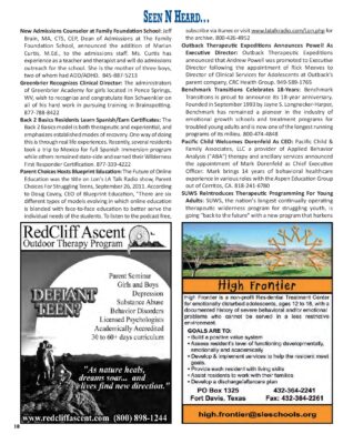 Woodbury Reports, October 2011, P. 10: Outback Therapeutic Expeditions