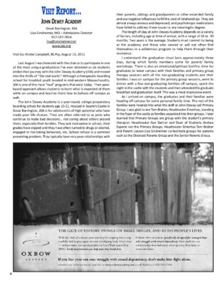 Woodbury Reports, December 2011, Pp. 4-6: John Dewey Academy