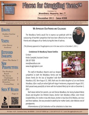 Woodbury Reports, December 2011, Pp. 1, 12: John Dewey Academy