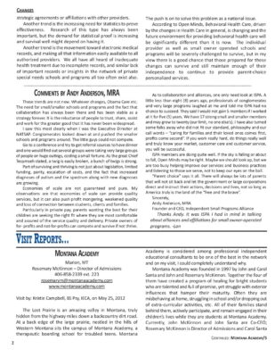Woodbury Reports, August 2012, Pp. 2, 5, 6: Montana Academy
