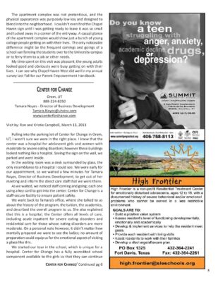 Woodbury Reports, July 2013, Pp. 5-7: Center For Change Residential Eating Disorder Treatment Center
