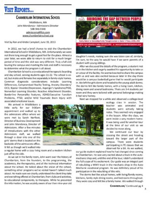 Woodbury Reports, September 2013, Pp. 3-5: Chamberlain International School